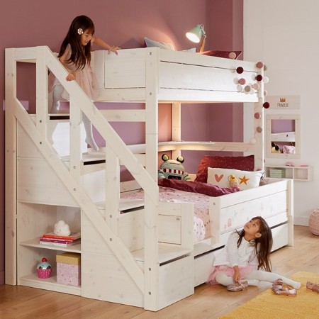6 Triple Bunk Beds With Stairs And, Bunk Bed With Storage Steps