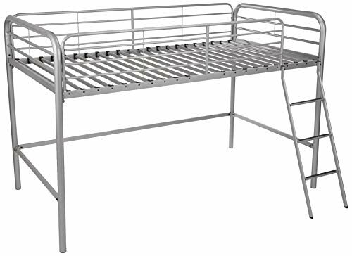 Amazon Basics Metal Twin Loft Bed, Easy Assembly, Silver