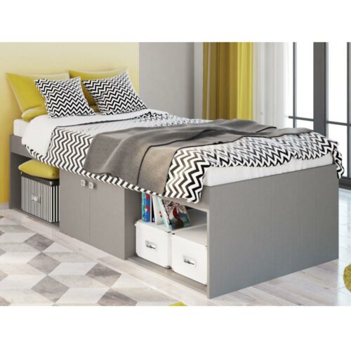Arctic Grey Wooden Low Sleeper with storage space.