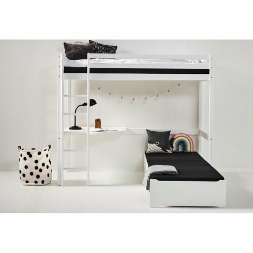Basic European Single L-Shaped Bunk Bed with Trundle and Desk
