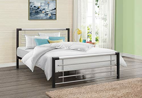 Faro Black and Silver Finish Metal Bed