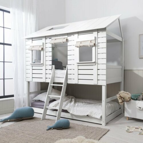 Christopher Treehouse Midsleeper Bed with Sleepover Underbed in Classic White