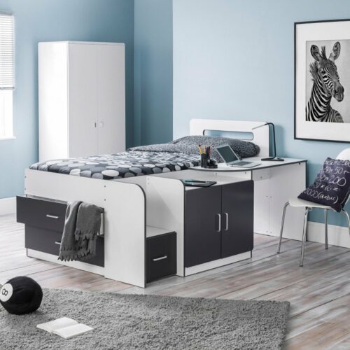Cookie Grey and White Wooden Cabin Bed Frame