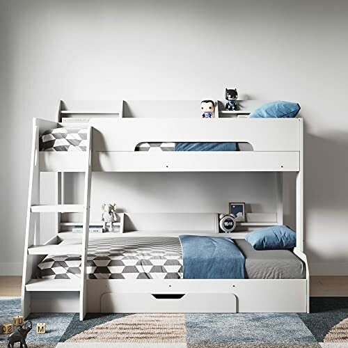 Flair Flick Triple Bunk bed White With Shelves And Drawer