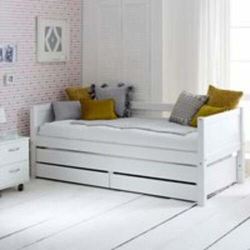 Flexa Nordic Kids Day Bed with Trundle Bed & Drawers in White