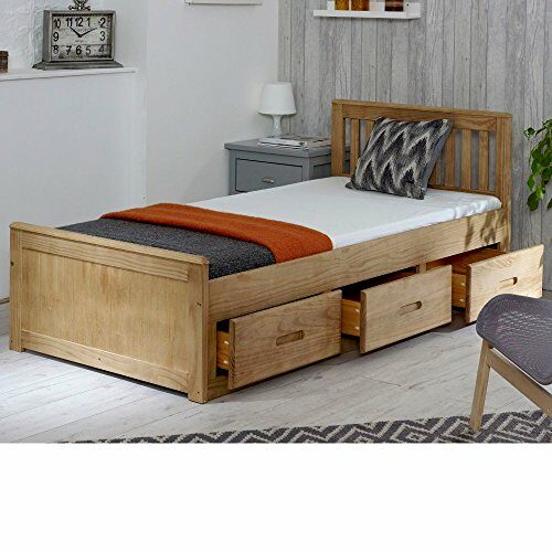 Mission Waxed Pine Wooden Storage Bed Frame – 3ft Single