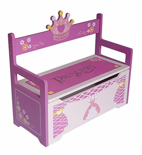 Kiddi Style Children’s Princess Wooden Toy Storage Box and Bench Pink