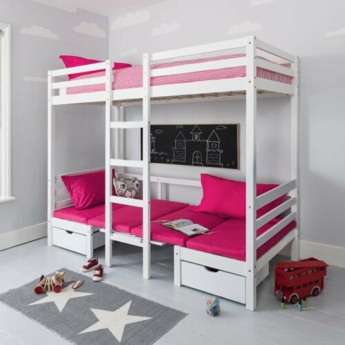 NOA & NANI Max Bunk Bed with Table and Sleepcentre with Red Cushions