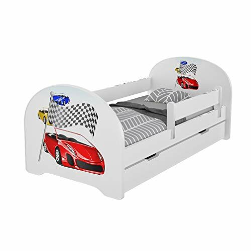 MEBLEX Children Toddler Bed for Kids White with Drawers & Safety Foam Mattress
