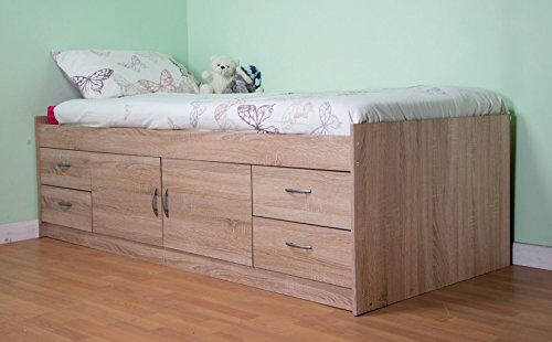 Mrsflatpack Cabin Bed Single Midi with Drawers and Storage Gamma – AM2360 (Oak)
