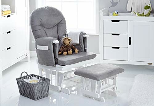 Obaby 7 Position Reclining Glider Nursing Chair & Stool – White