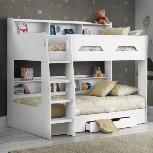 Orion White Wooden Storage Bunk Bed Frame Only – 3ft Single