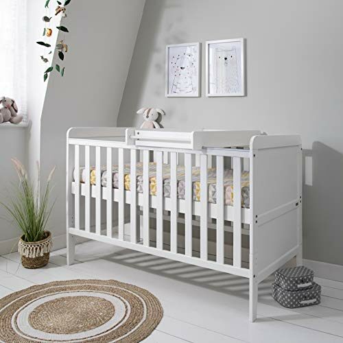 Rio Wooden Cot Bed & Cot Top Changer (Tutti Bambini) – 3 in 1 Convertible Baby Cot Bed, Toddler Bed and Matching Cot Top Baby Changer