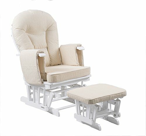Serenity Nursing Glider Maternity Chair White with Footstool