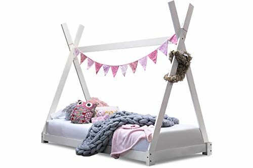 Kids White Wooden Solid Pine Tipi Tent Canopy Style Bed Frame Single Size 3ft