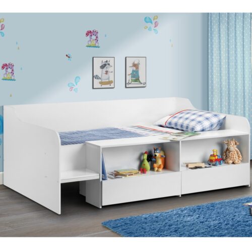 Stella White Wooden Kids Low Sleeper Cabin Storage Bed – 3ft Single