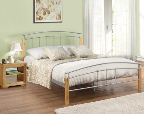 Tetras Beech Finish Wooden and Metal Bed | Compare Prices