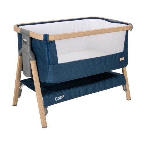 Tutti Bambini CoZee Bedside Crib-Oak/Midnight Blue