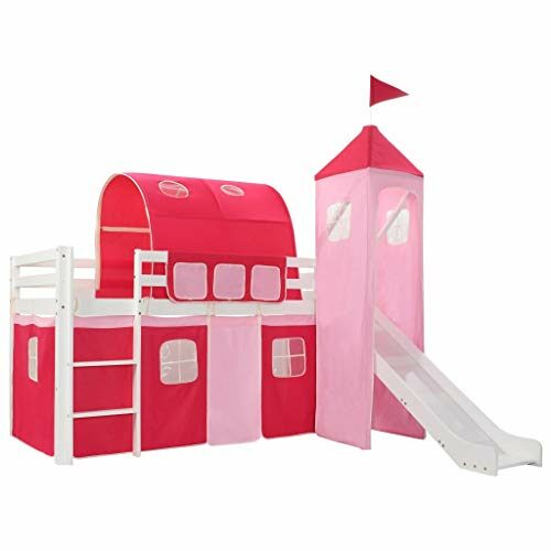 vidaXL Children’s Loft Bed Frame with Slide & Ladder Kids Toddler Pirate-themed Cot Crib Playing Sleeping Furniture Pinewood 208x230cm