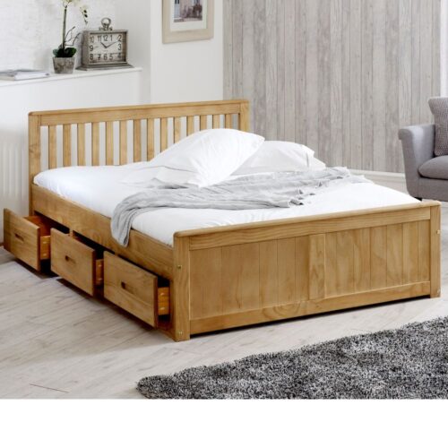 Mission Waxed Pine Wooden Storage Bed